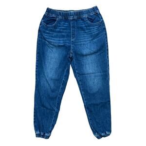 NEW LOFT High Rise Pull On Stretchy Denim Jogger Pants in Dark wash SZ S